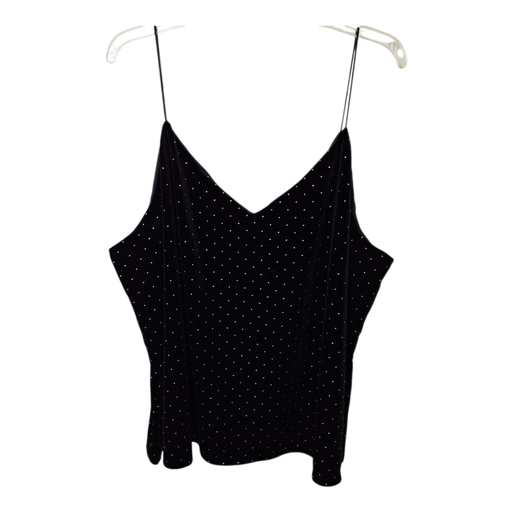 Maurices Velvet Velour Cami Top Womens 3X Black Embellished Holiday Party‎ Shiny